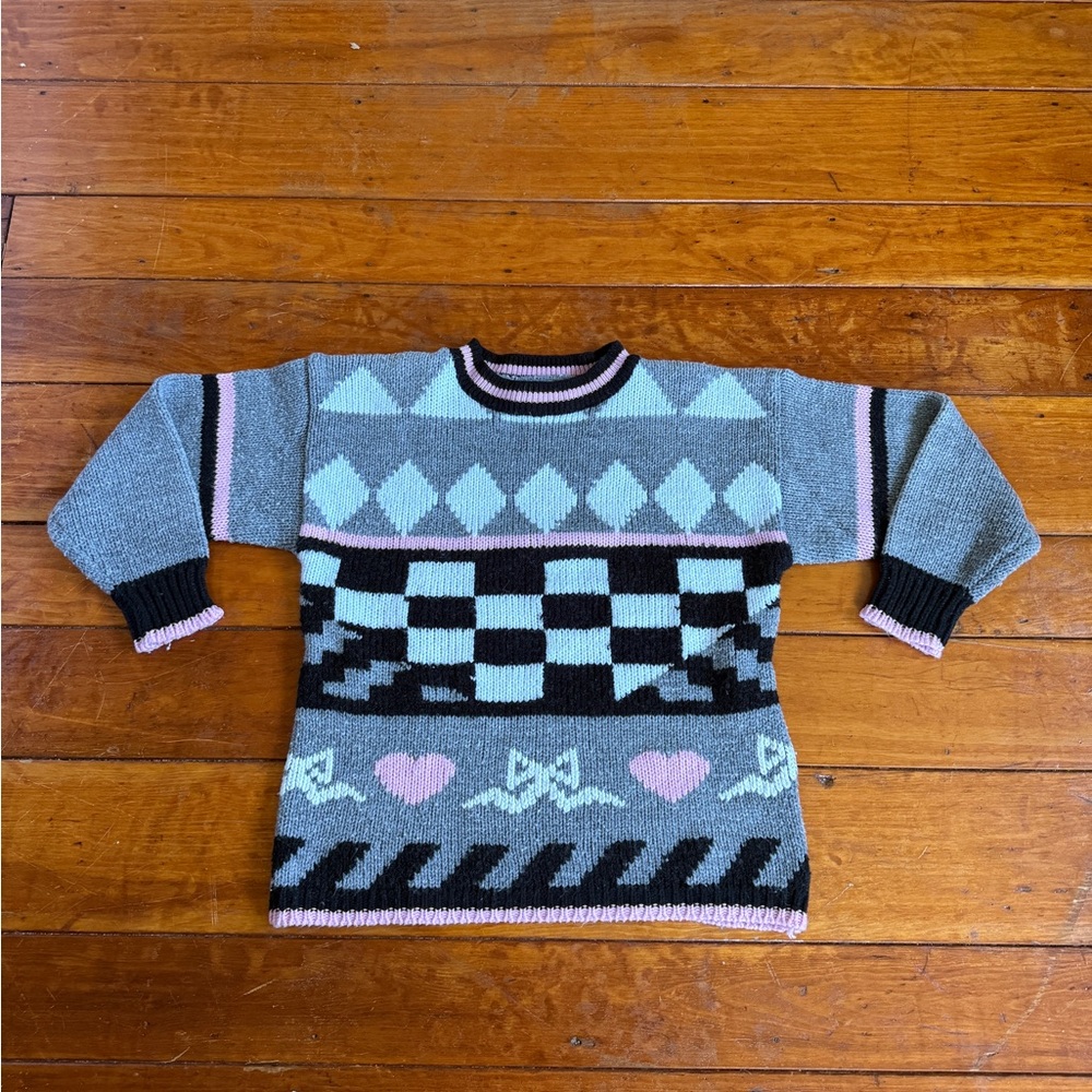 Vintage Gray and Pink Paris Sport Club Women’s Sweater